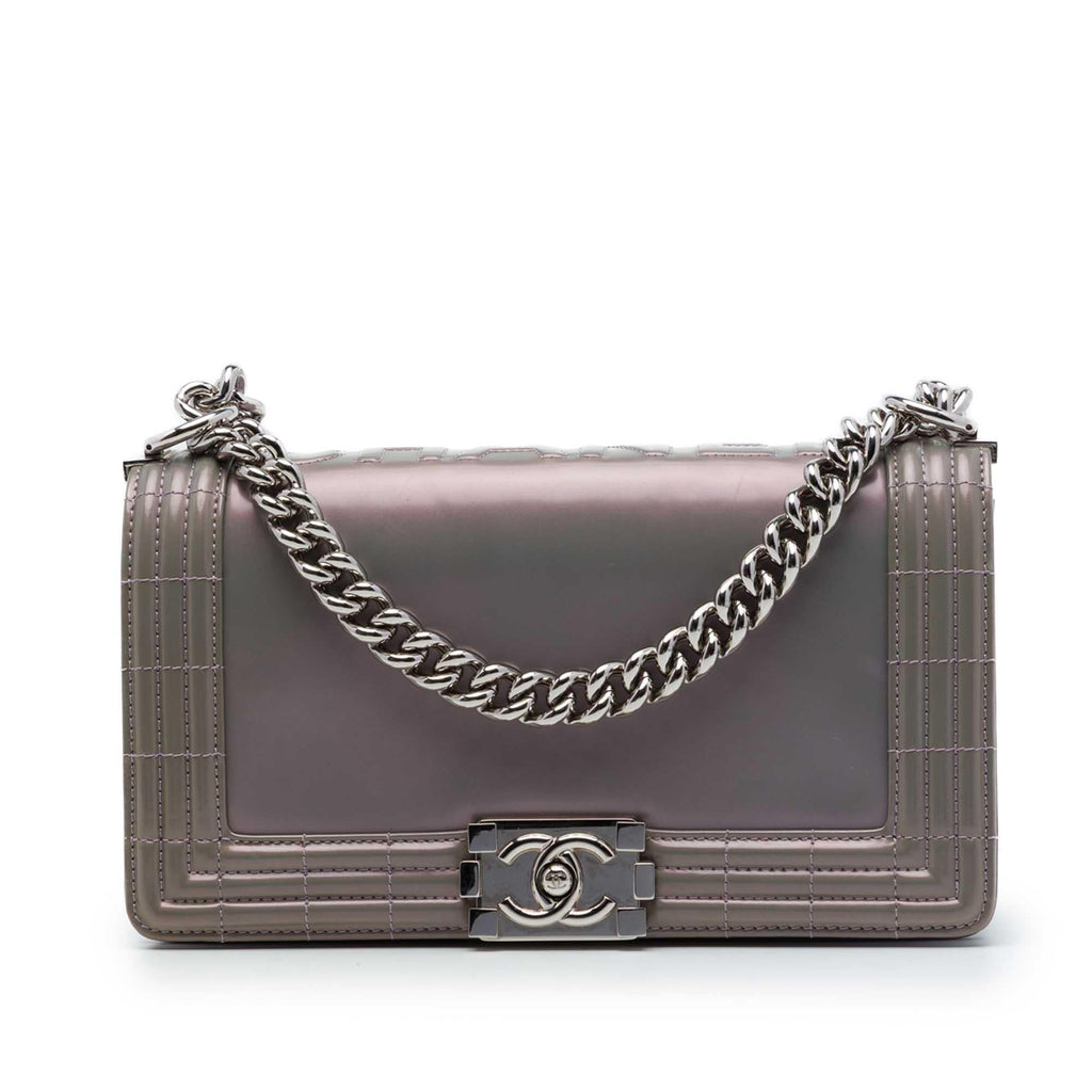 Chanel Old Medium Iridescent Patent Boy Reverso Flap