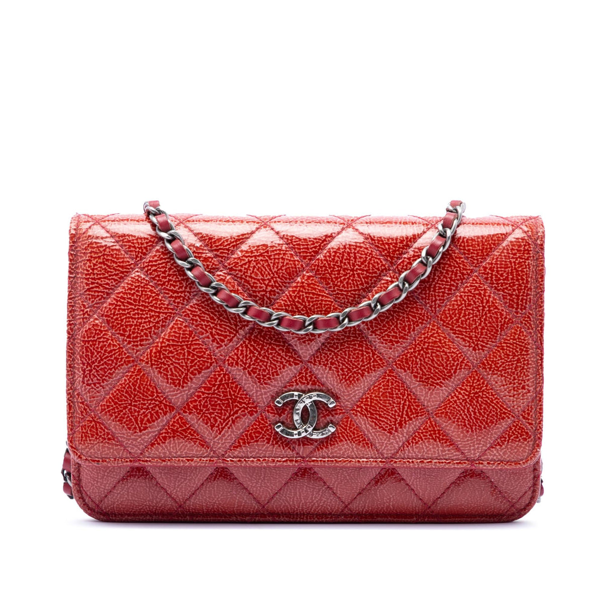 Chanel Paris Dallas CC Quilted Patent Goatskin Wallet on Chain