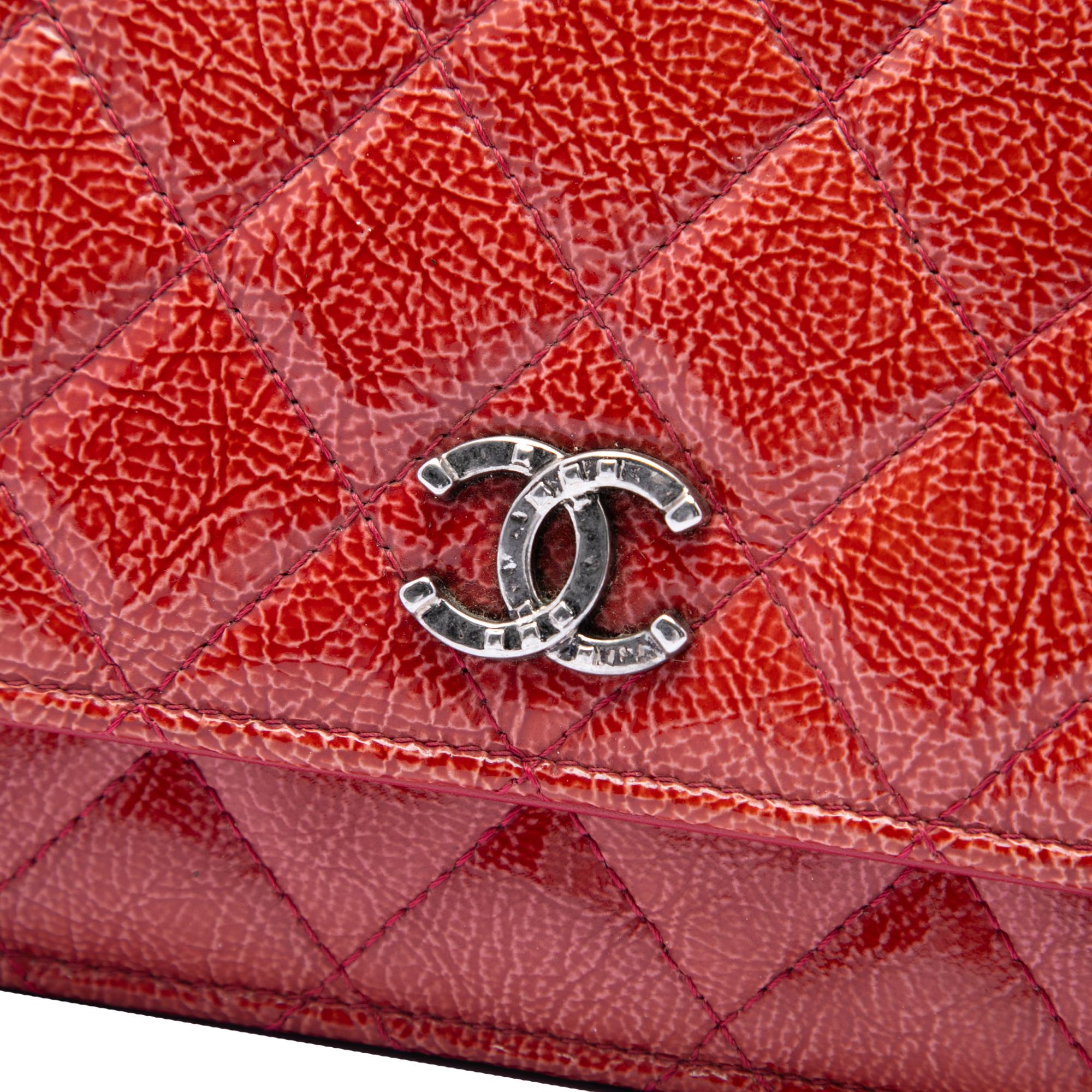 Chanel Paris Dallas CC Quilted Patent Goatskin Wallet on Chain