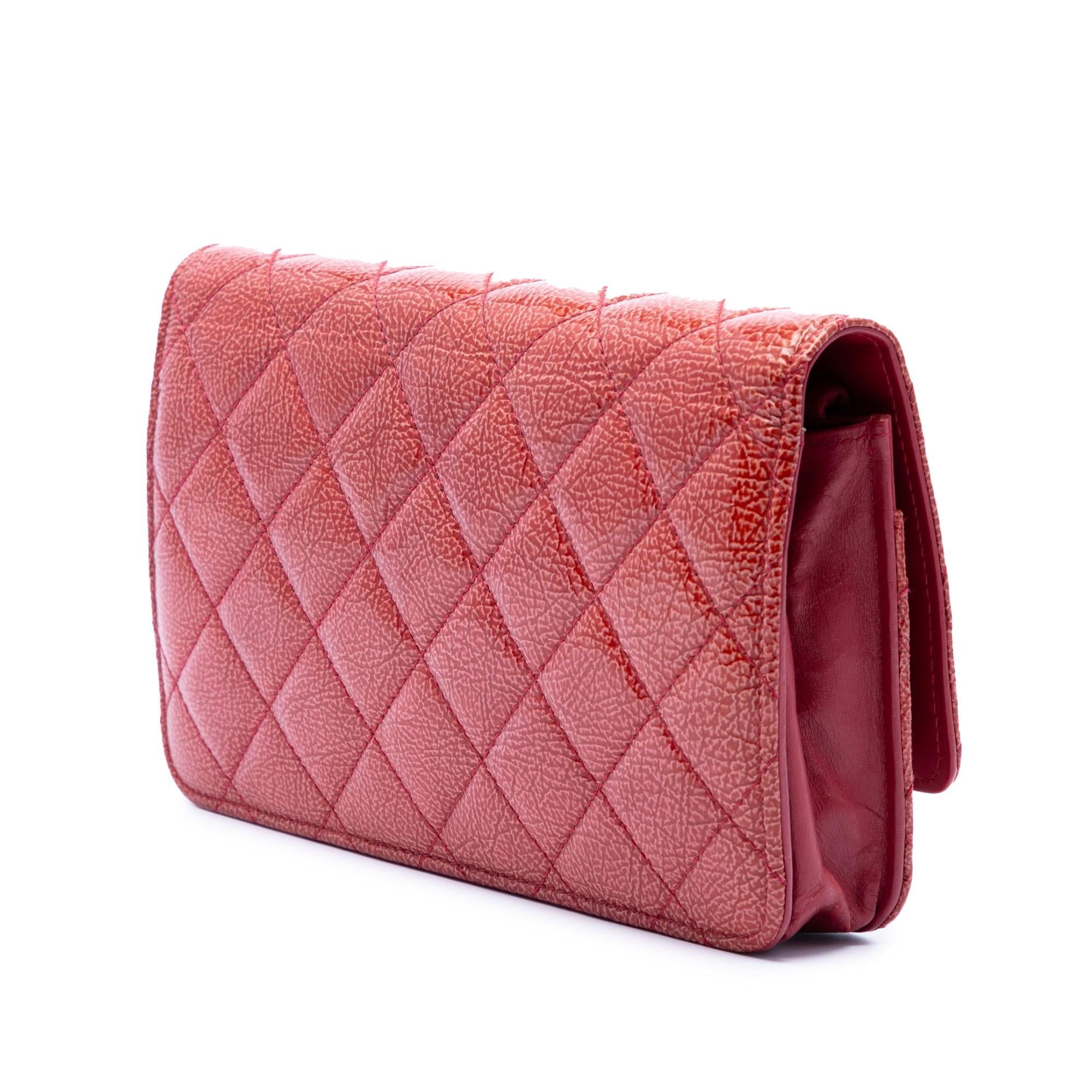 Chanel Paris Dallas CC Quilted Patent Goatskin Wallet on Chain