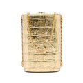 Chanel Paris New York CC Croc Embossed Metallic Calfskin Box Minaudiere Bag