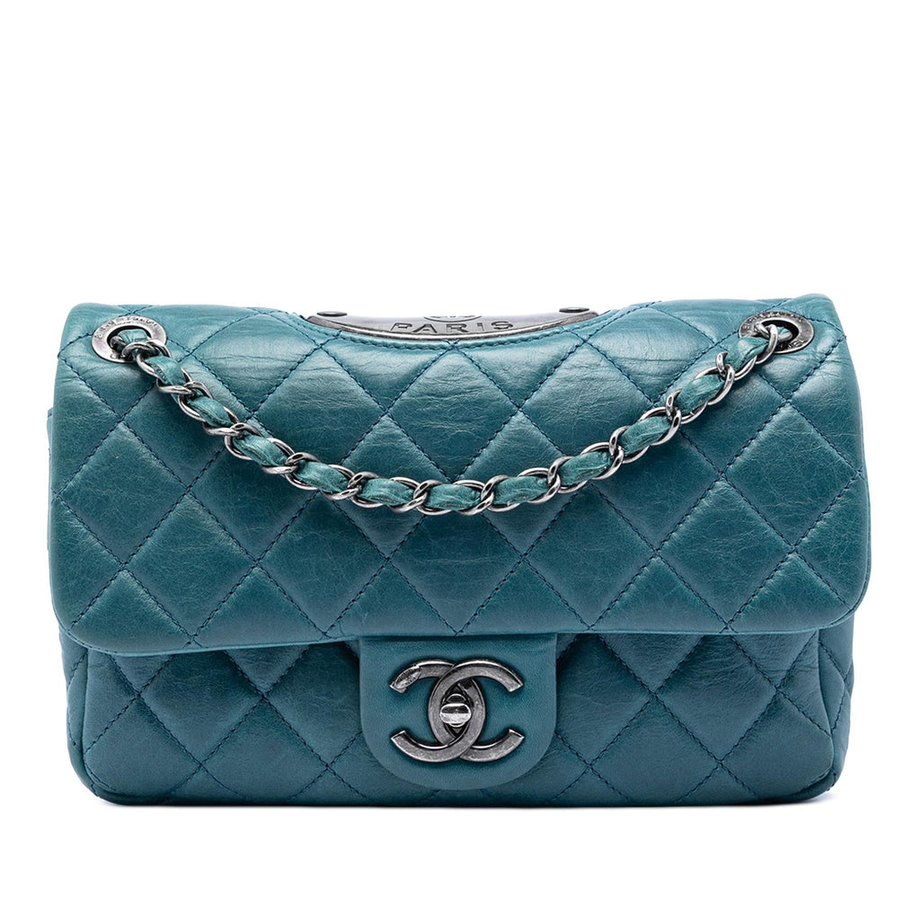 Chanel Quilted Calfskin Plaque Double Flap