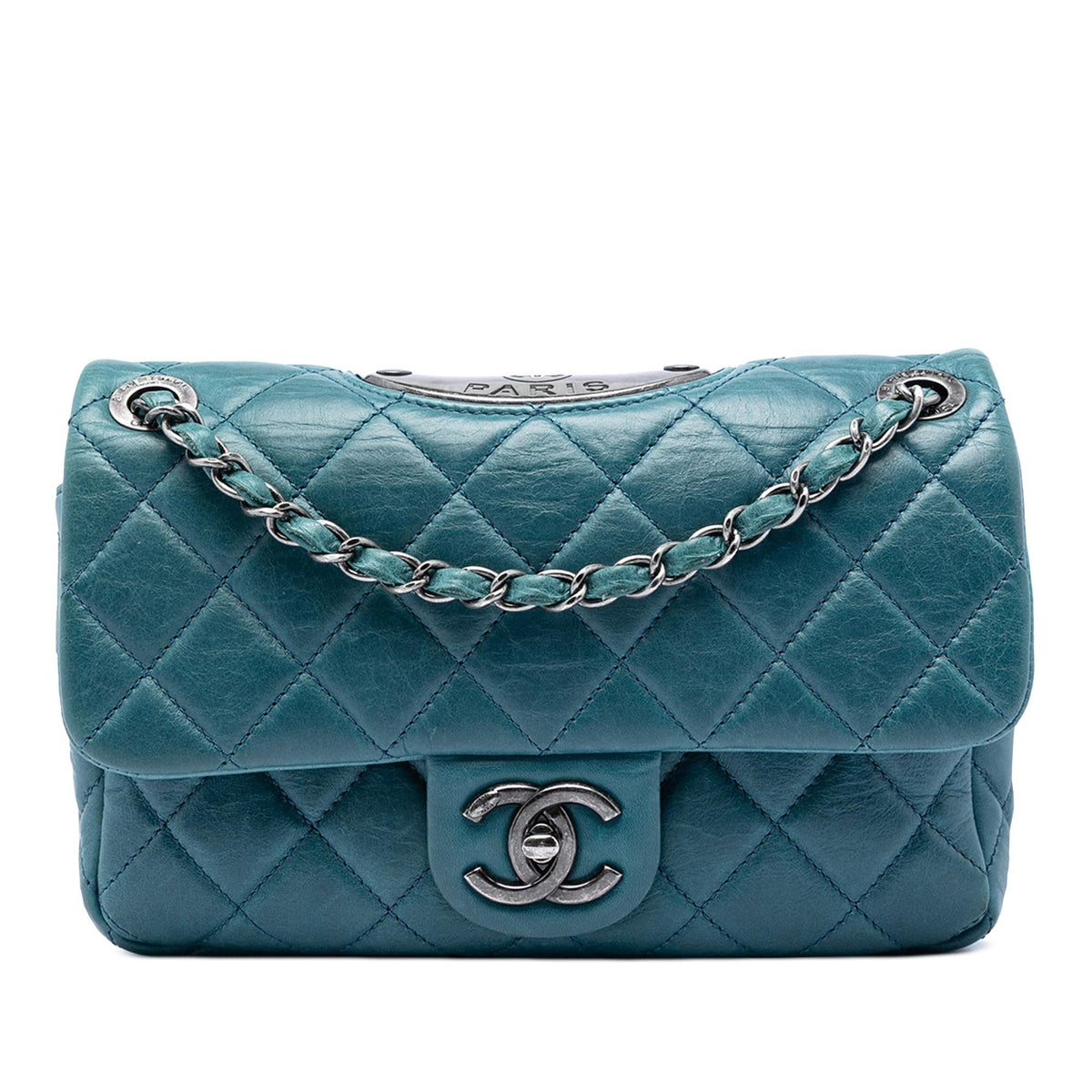 Chanel Quilted Calfskin Plaque Double Flap
