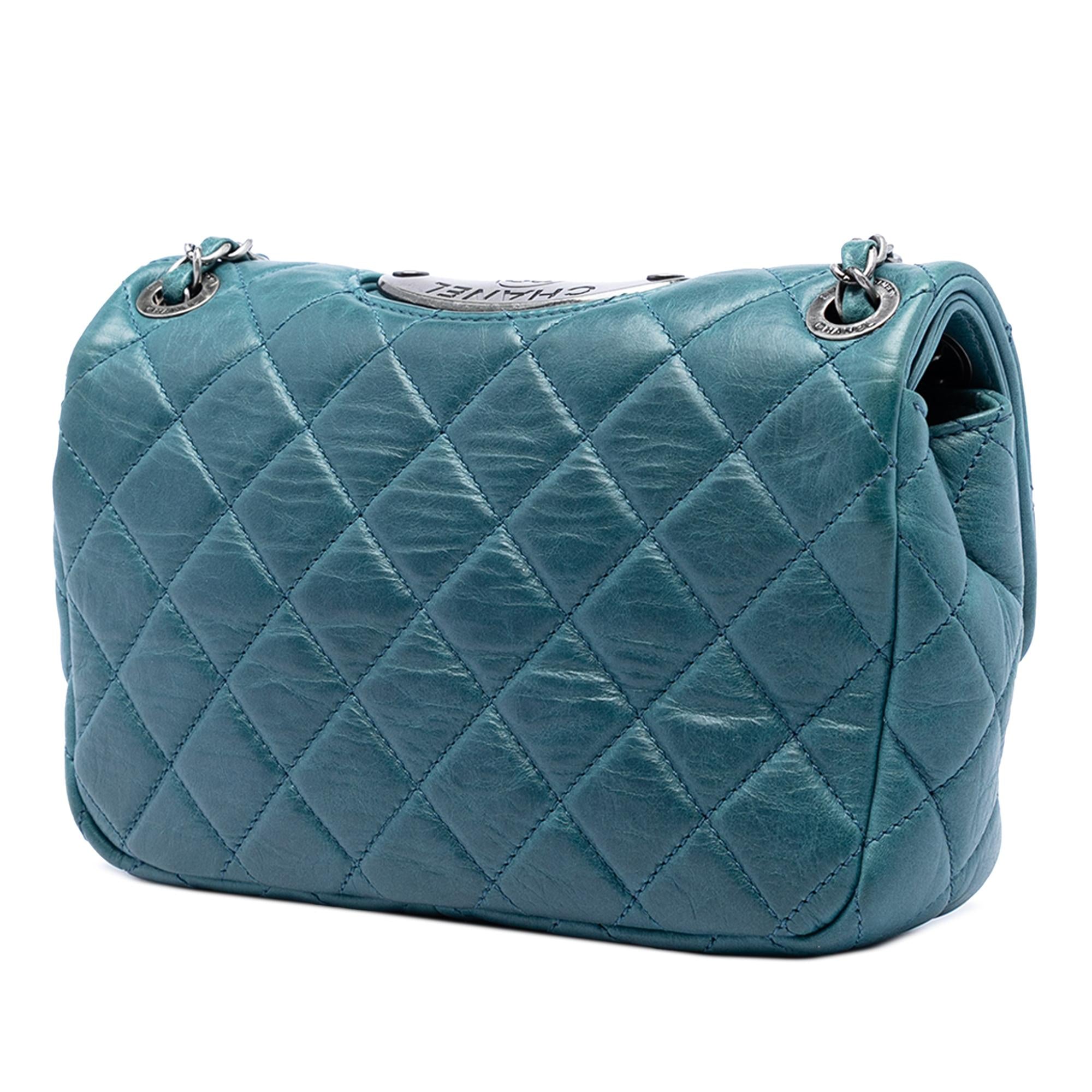 Chanel Quilted Calfskin Plaque Double Flap