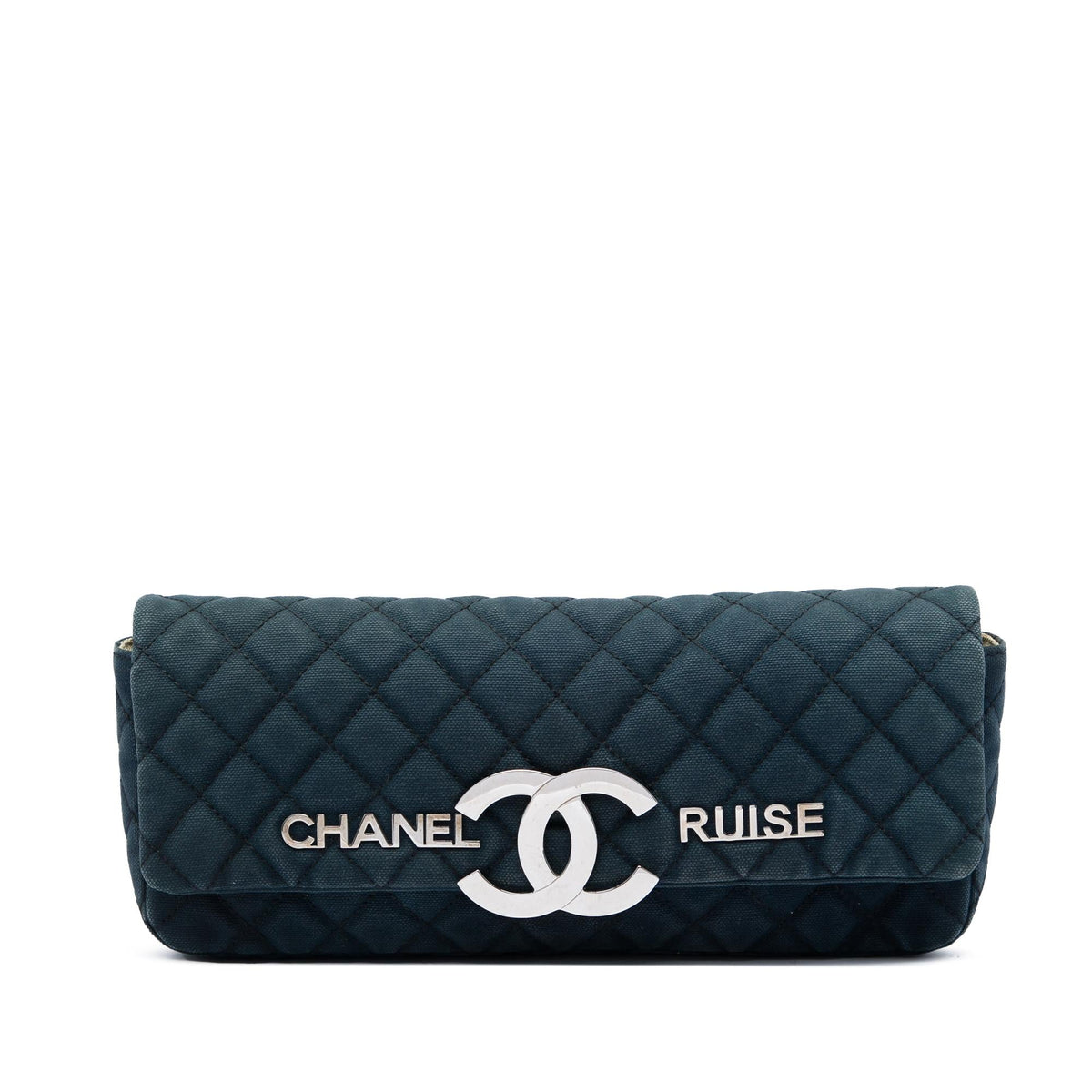 Chanel Quilted Canvas CC Cruise East West Flap Clutch