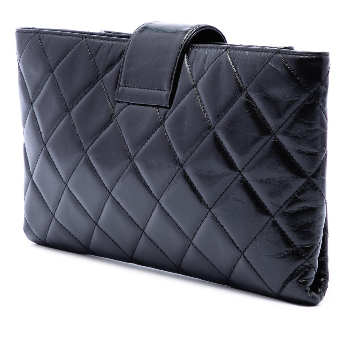 Chanel Quilted Glazed Calfskin Coco Pleats Chain Clutch