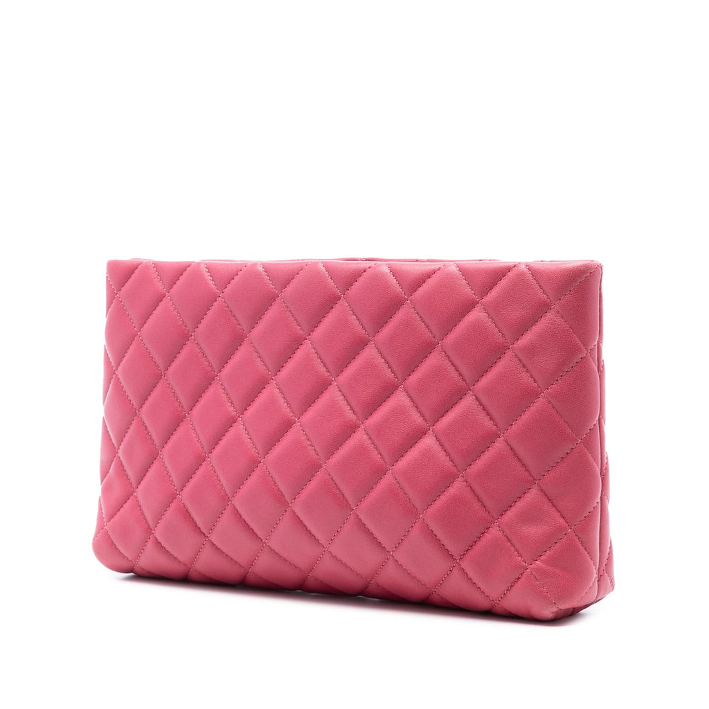 Chanel Quilted Lambskin Kiss Lock Clutch