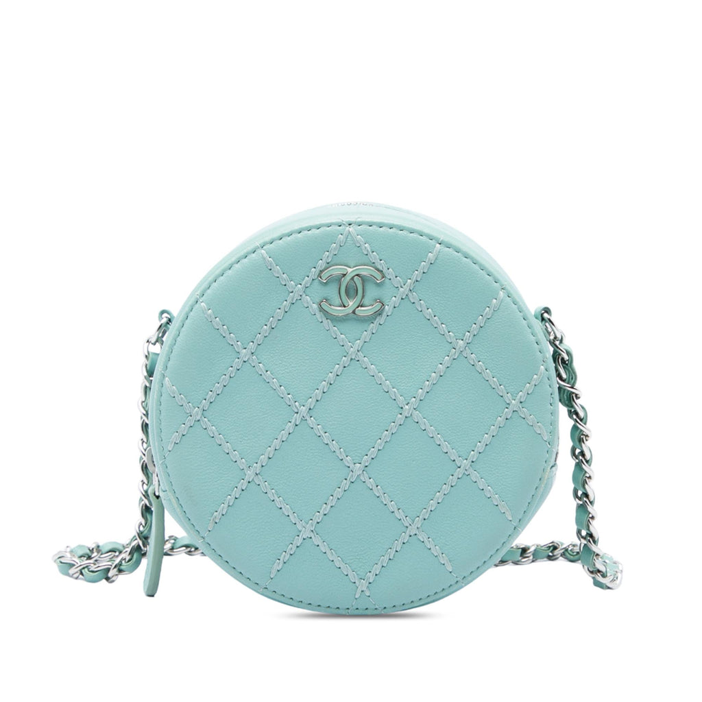 Chanel Quilted Lambskin Ultimate Stitch Round Clutch With Chain