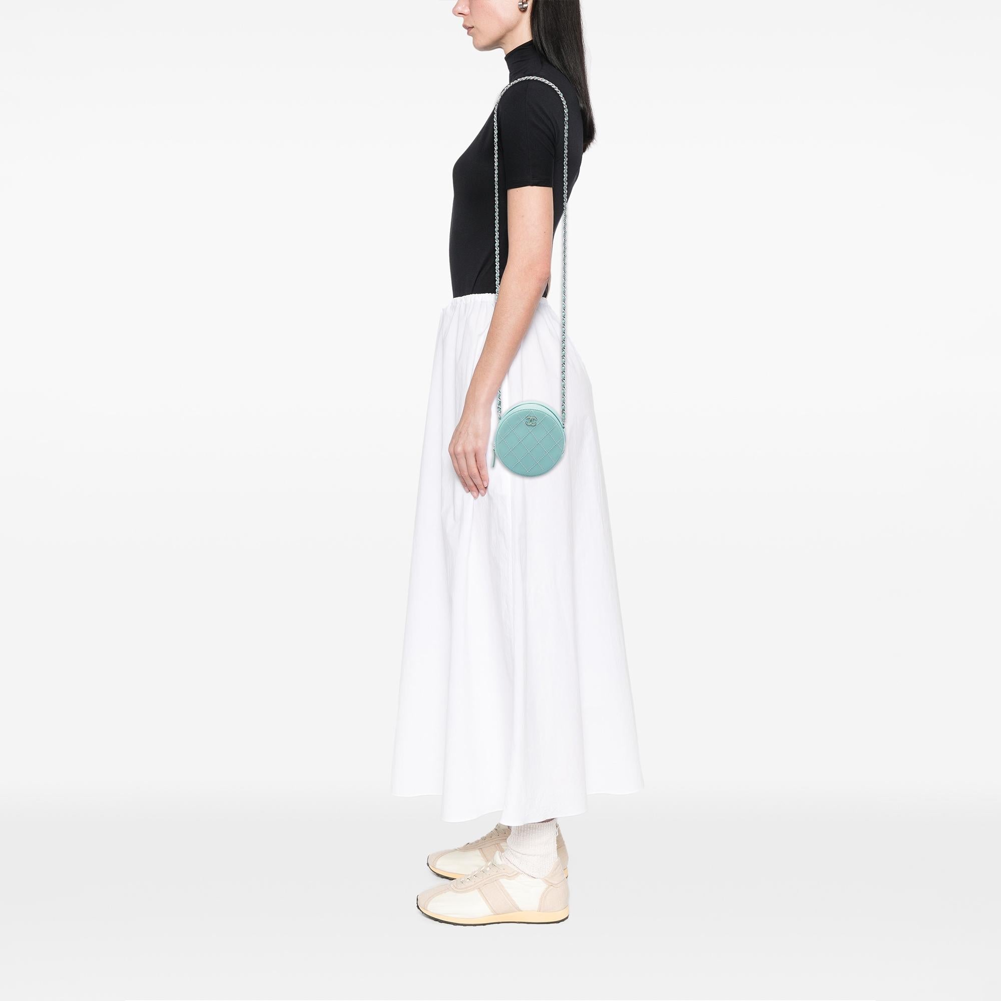 Chanel Quilted Lambskin Ultimate Stitch Round Clutch With Chain