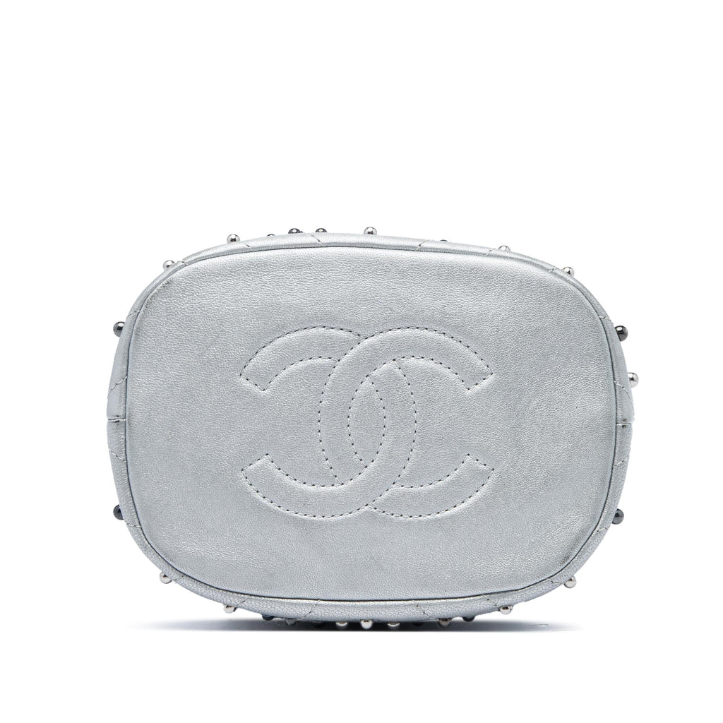 Chanel Small Metallic Chevron Lambskin Stud Wars Drawstring Bucket Bag