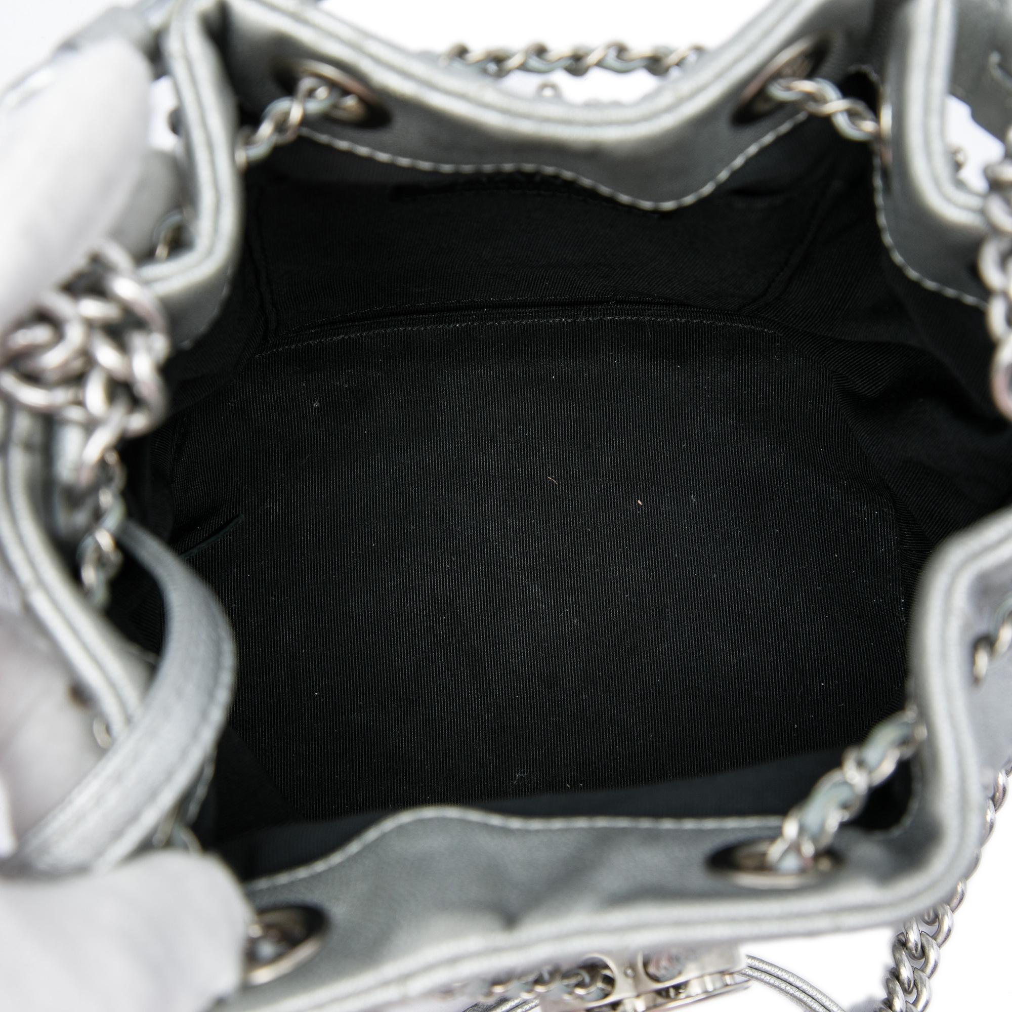 Chanel Small Metallic Chevron Lambskin Stud Wars Drawstring Bucket Bag