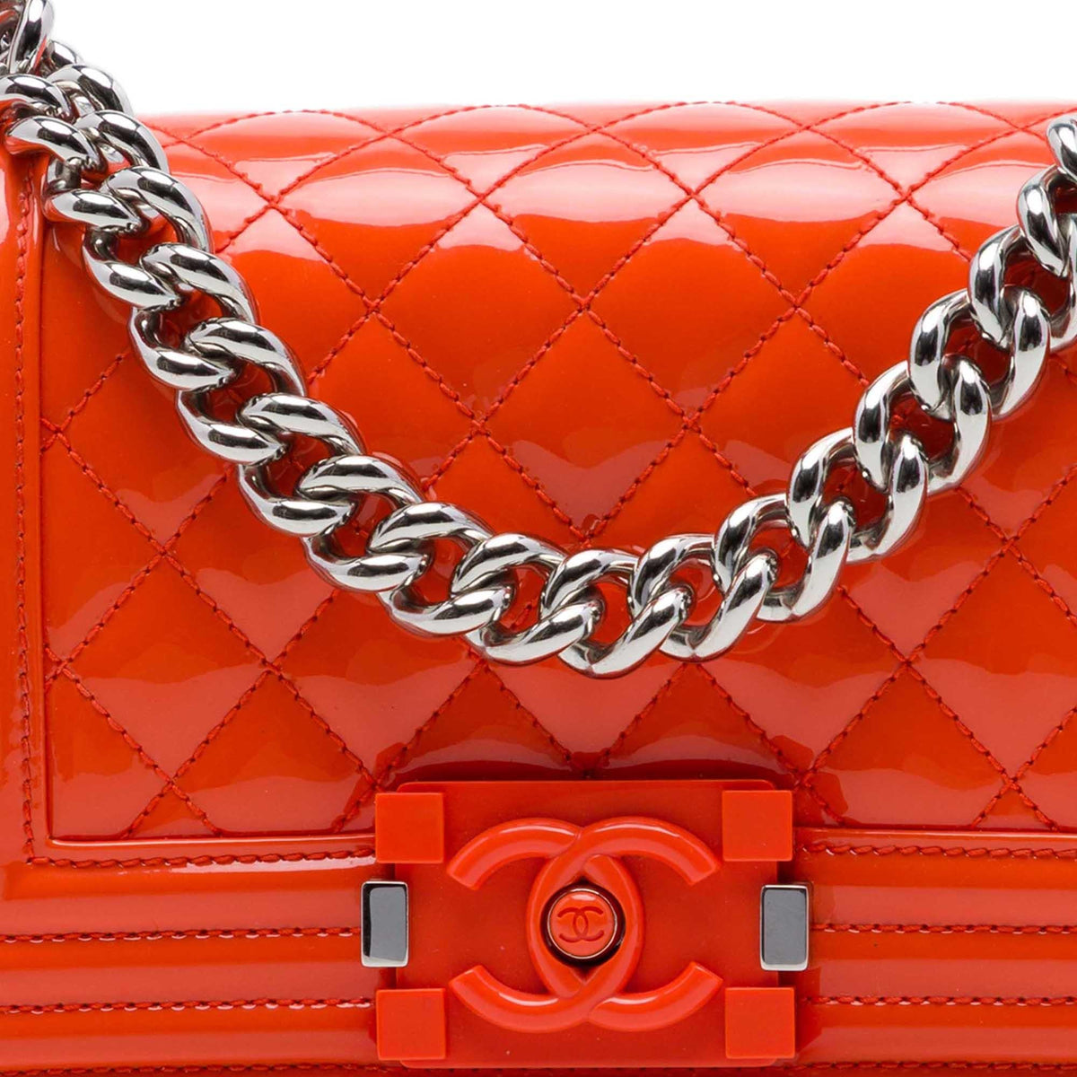 Chanel Small Quilted Patent and Acrylic Boy Flap