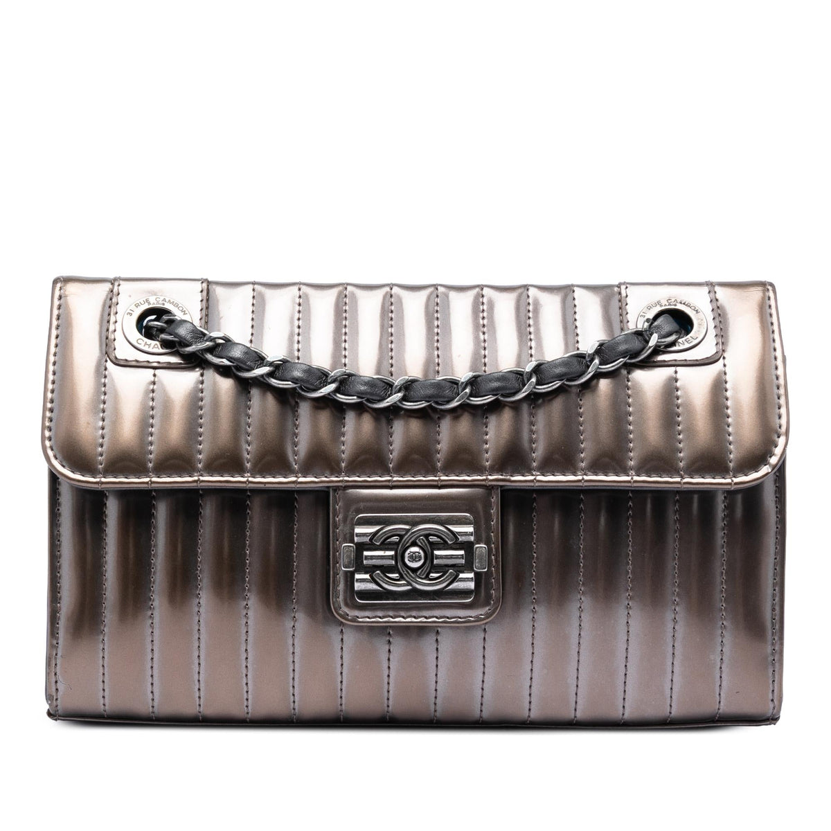 Chanel Small Vertical Quilted Patent Maharaja Express Flap