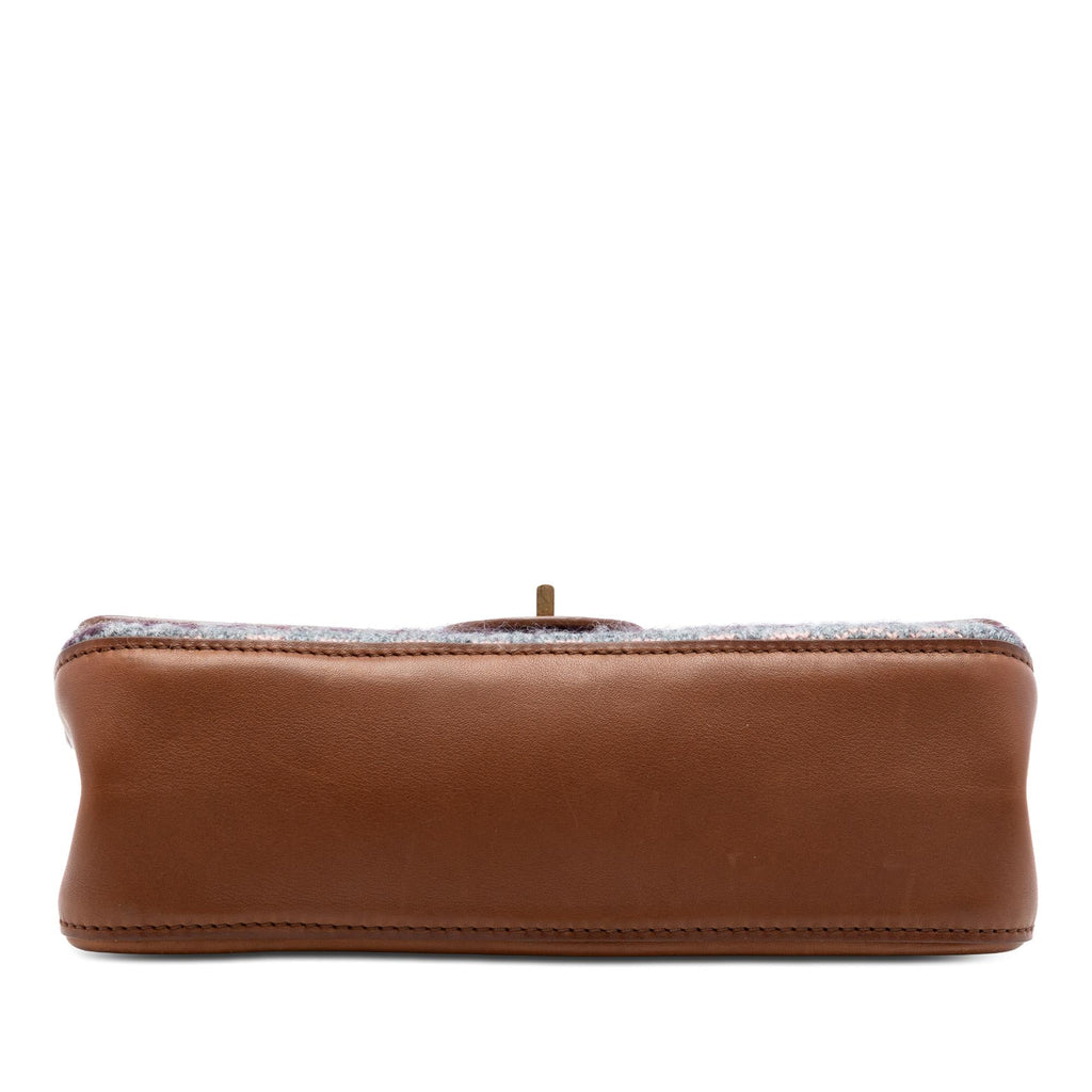 Chanel Smooth Calfskin and Knit Reissue 2.55 Medallion Nude Double Flap 225