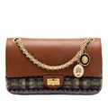 Chanel Smooth Calfskin and Knit Reissue 2.55 Medallion Nude Double Flap 225