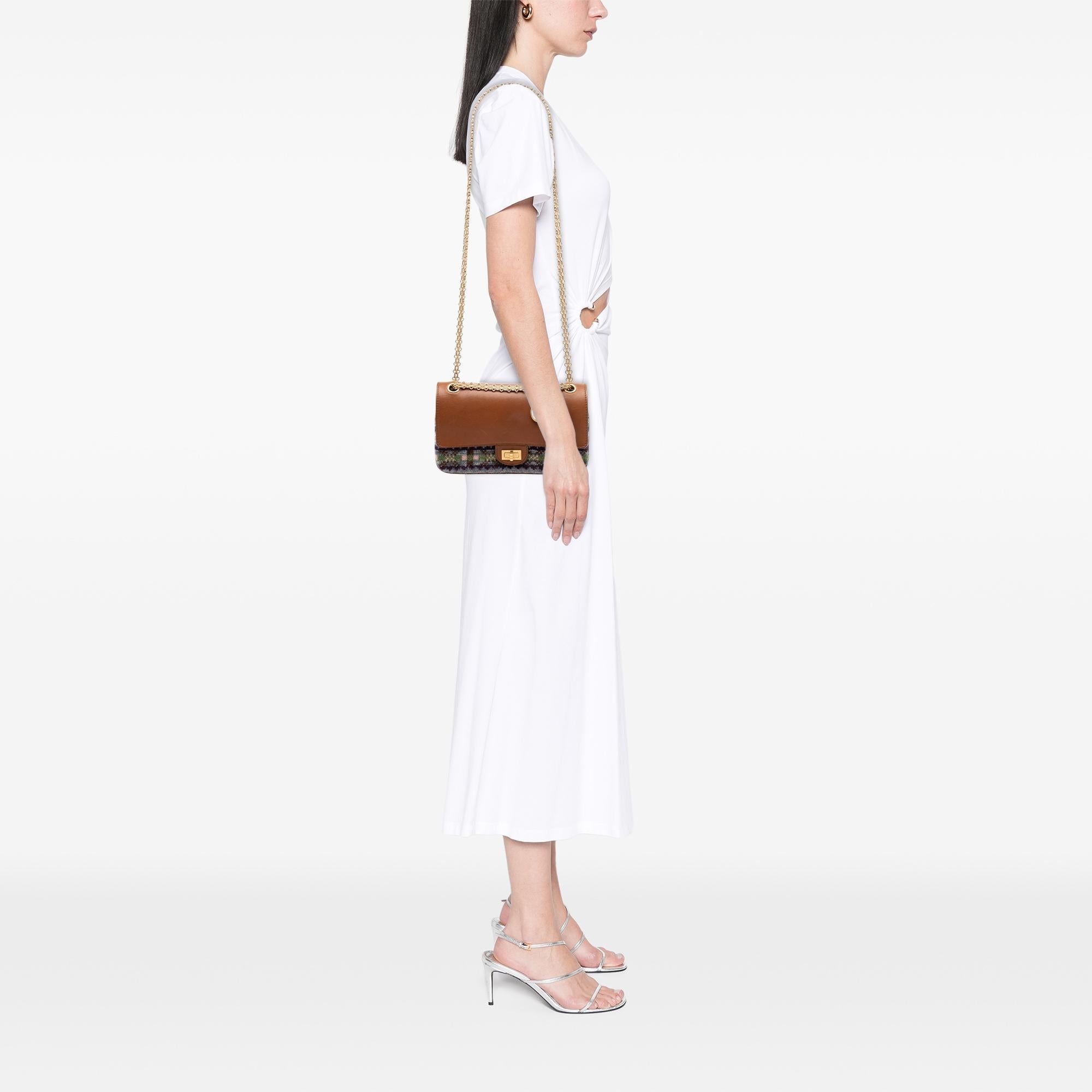 Chanel Smooth Calfskin and Knit Reissue 2.55 Medallion Nude Double Flap 225