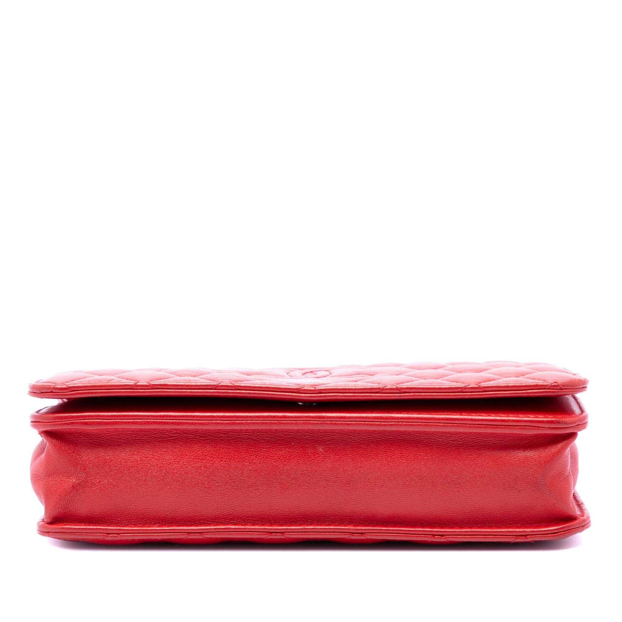 Chanel Stitched CC Quilted Lambskin Wallet on Chain
