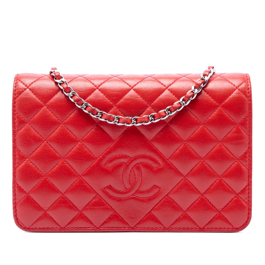 Chanel Stitched CC Quilted Lambskin Wallet on Chain