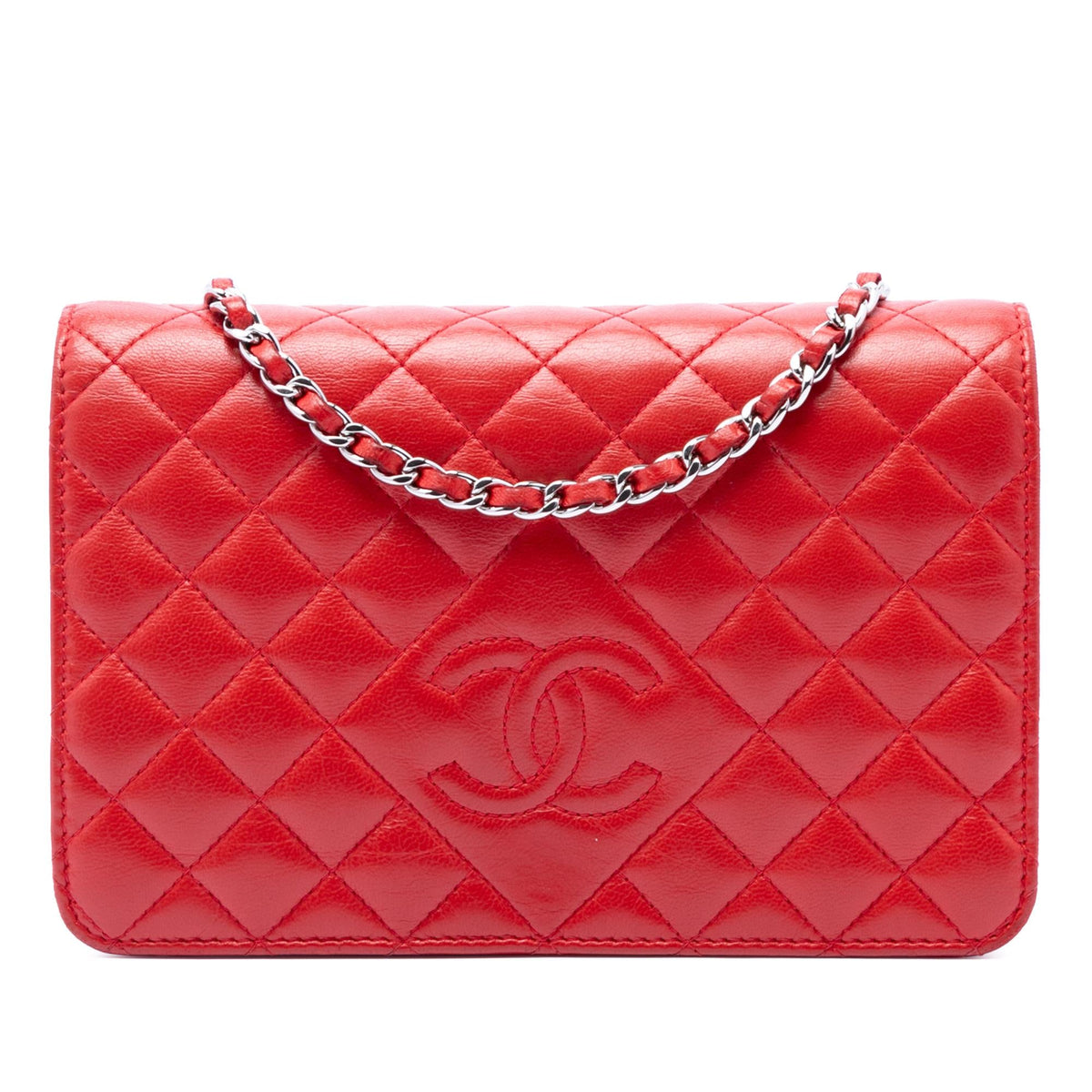 Chanel Stitched CC Quilted Lambskin Wallet on Chain