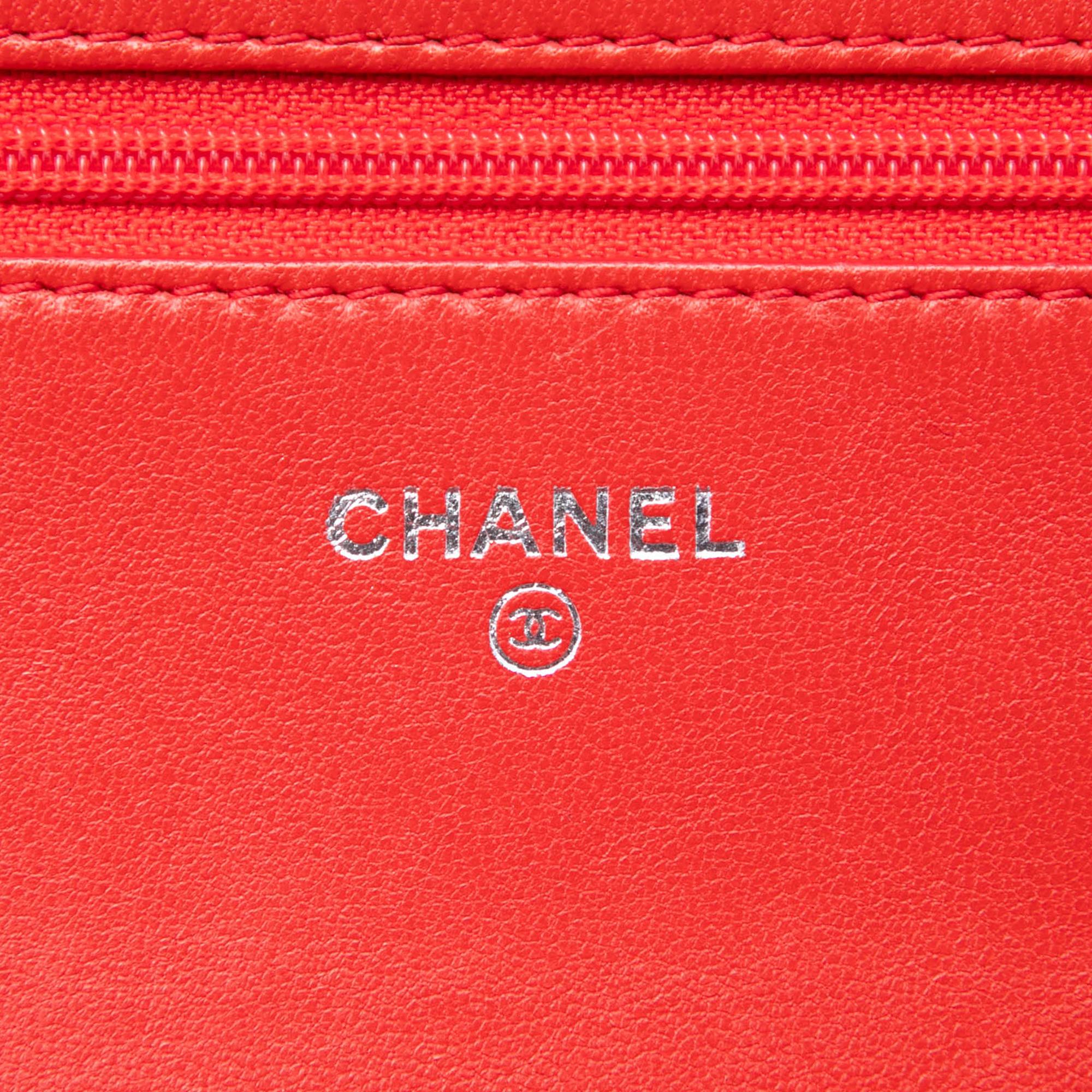 Chanel Stitched CC Quilted Lambskin Wallet on Chain