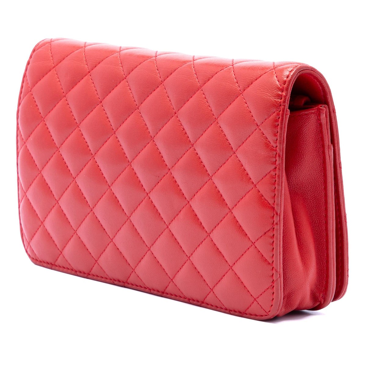 Chanel Stitched CC Quilted Lambskin Wallet on Chain