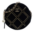 Chanel Velvet Pearl Sequin Round Crossbody