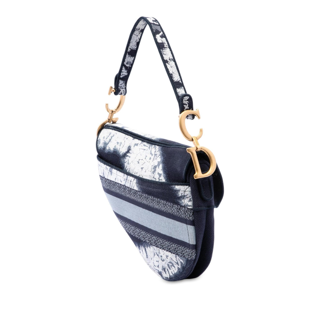 Dior Canvas Embroidered Tie Dye Saddle Bag