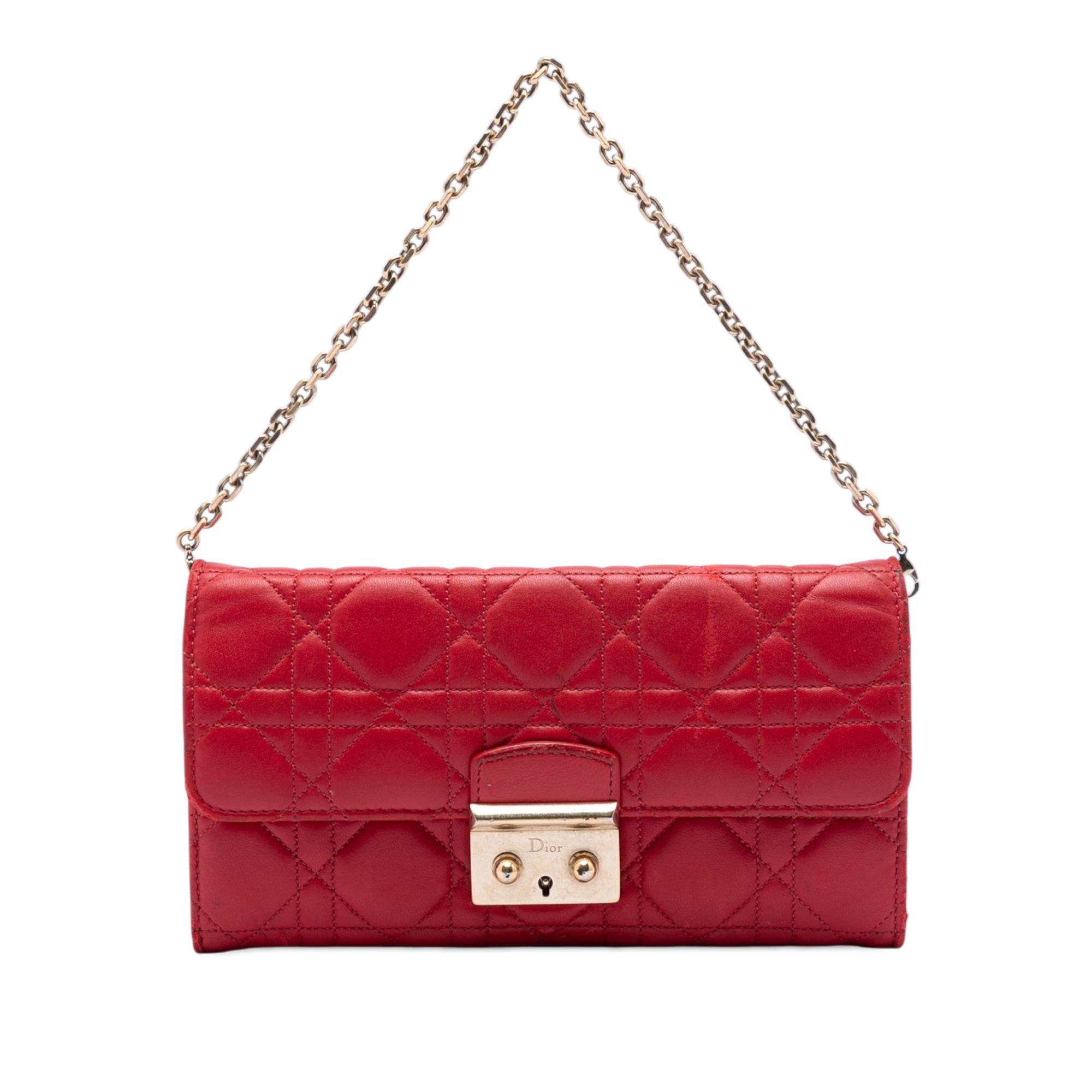 Dior Lambskin Cannage Miss Dior Promenade Wallet on Chain