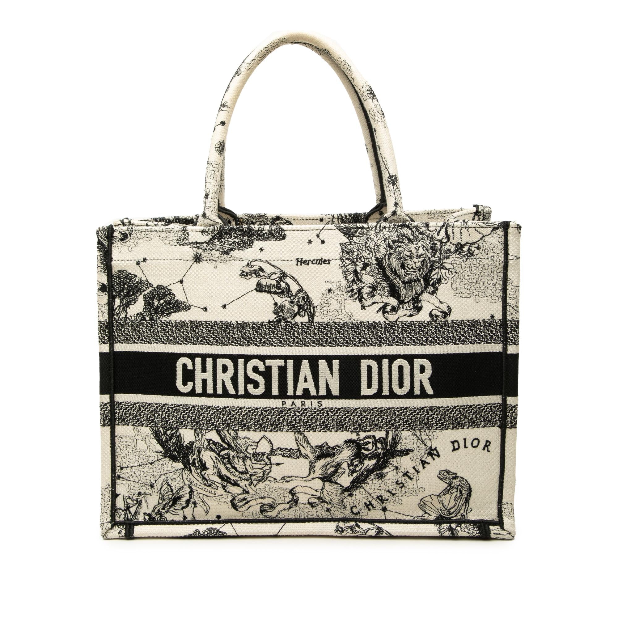 Dior Medium Canvas Embroidered Zodiac Toile De Jouy Book Tote
