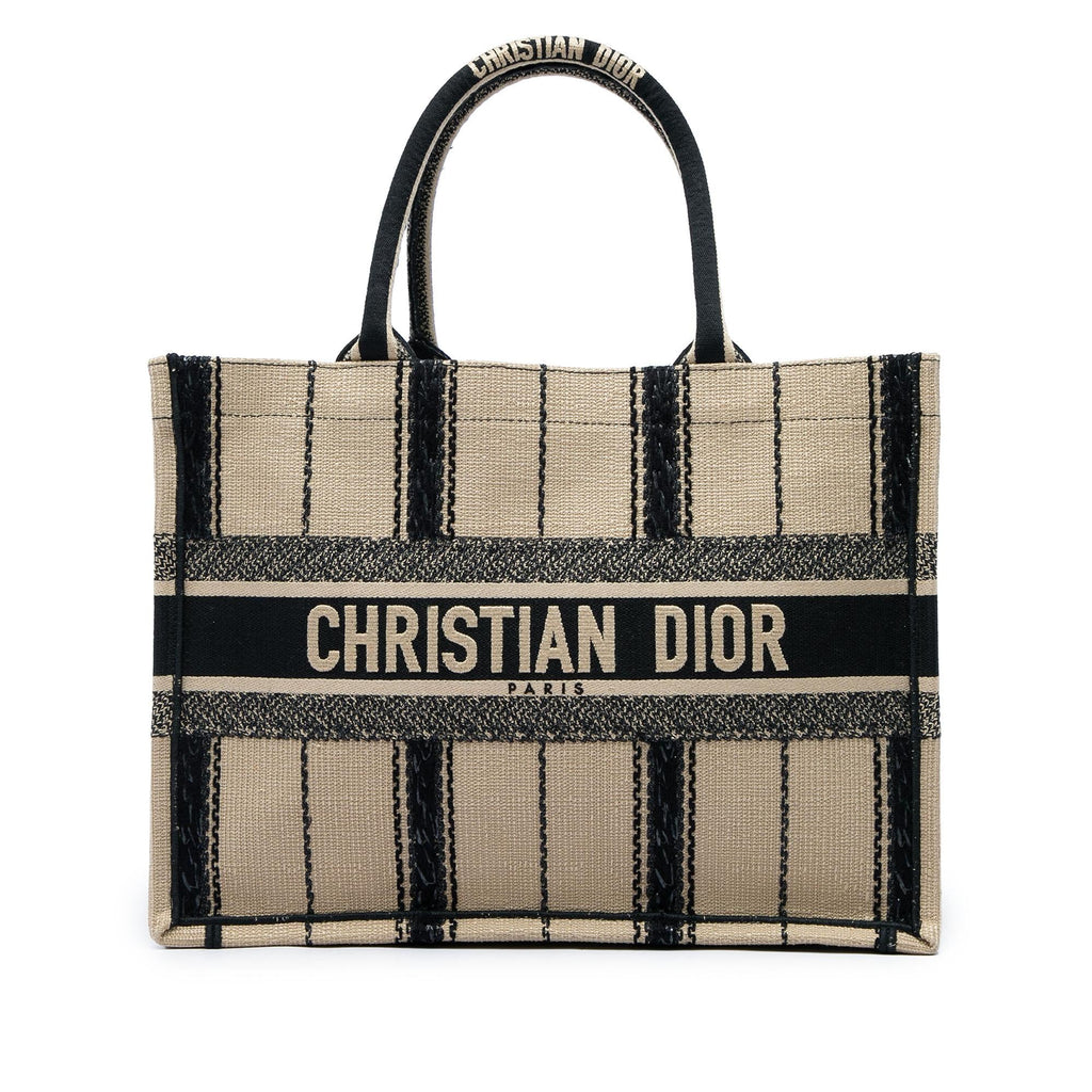 Dior Medium Embroidered Canvas Bayadere Book Tote