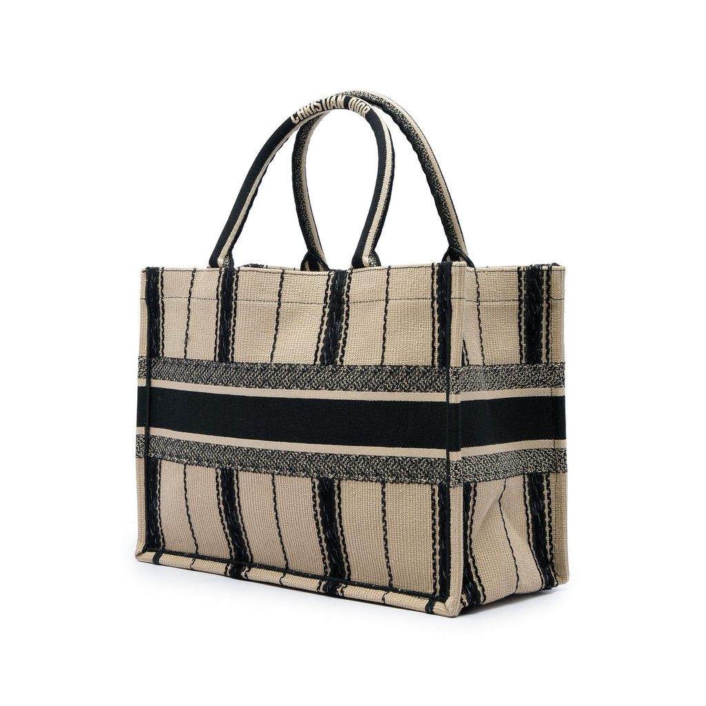 Dior Medium Embroidered Canvas Bayadere Book Tote
