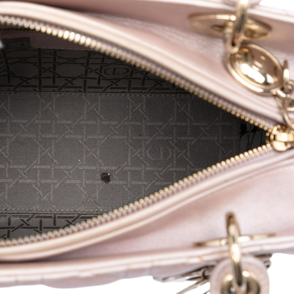 Dior Medium Pearlescent Lambskin Cannage Lady Dior