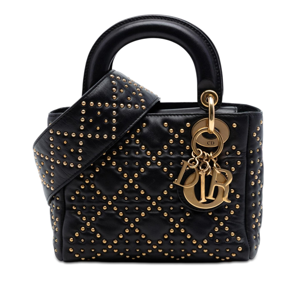 Dior Mini Lambskin Cannage Studded Supple Lady Dior
