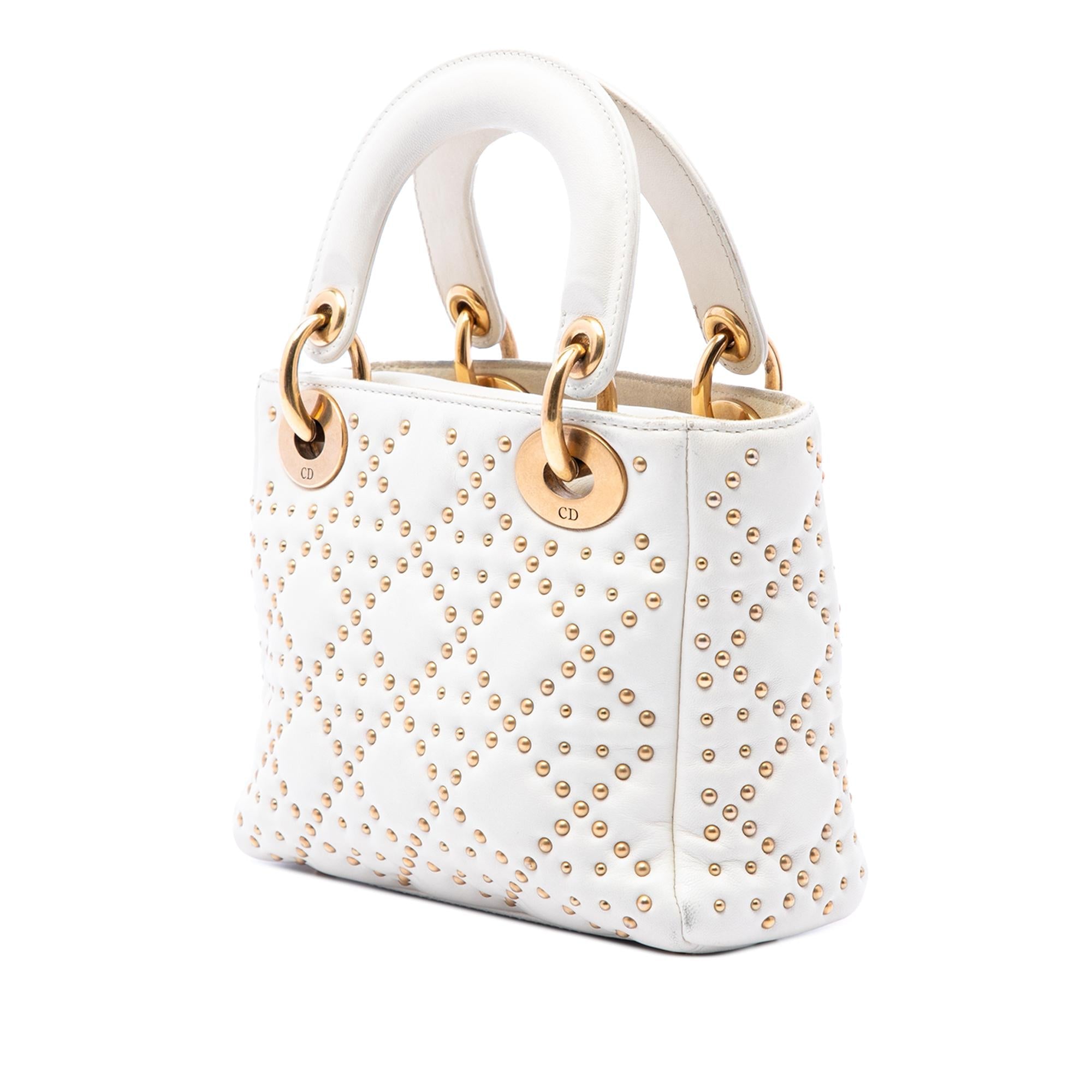 Dior Mini Lambskin Cannage Studded Supple Lady Dior