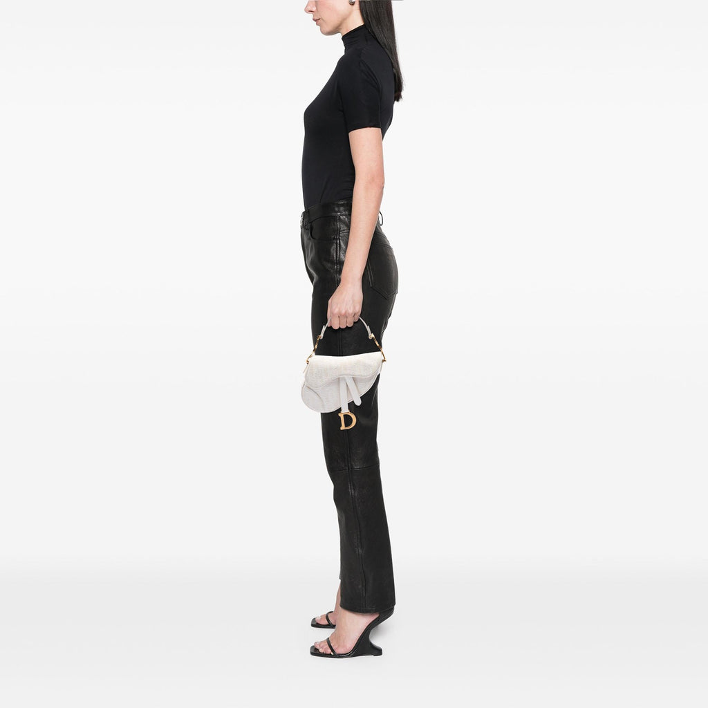 Dior Mini Oblique Embroidered Canvas Saddle Bag