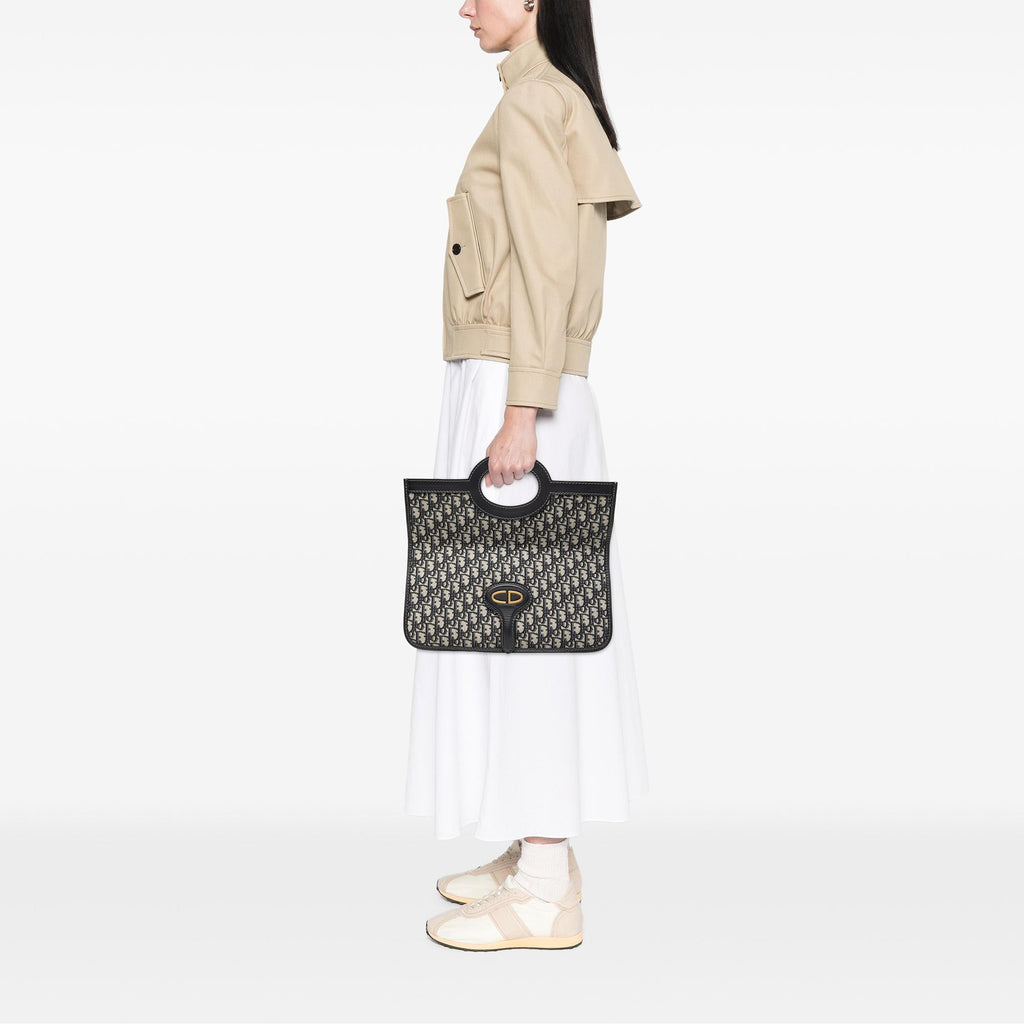 Dior Oblique Canvas Fold Over Clutch