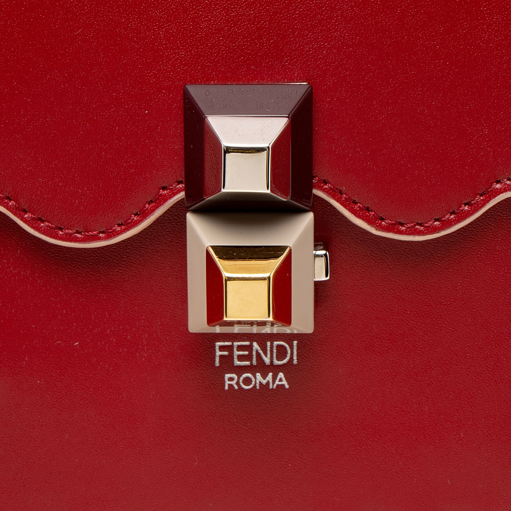 Fendi Calfskin Studded Kan I Medium Shoulder Bag