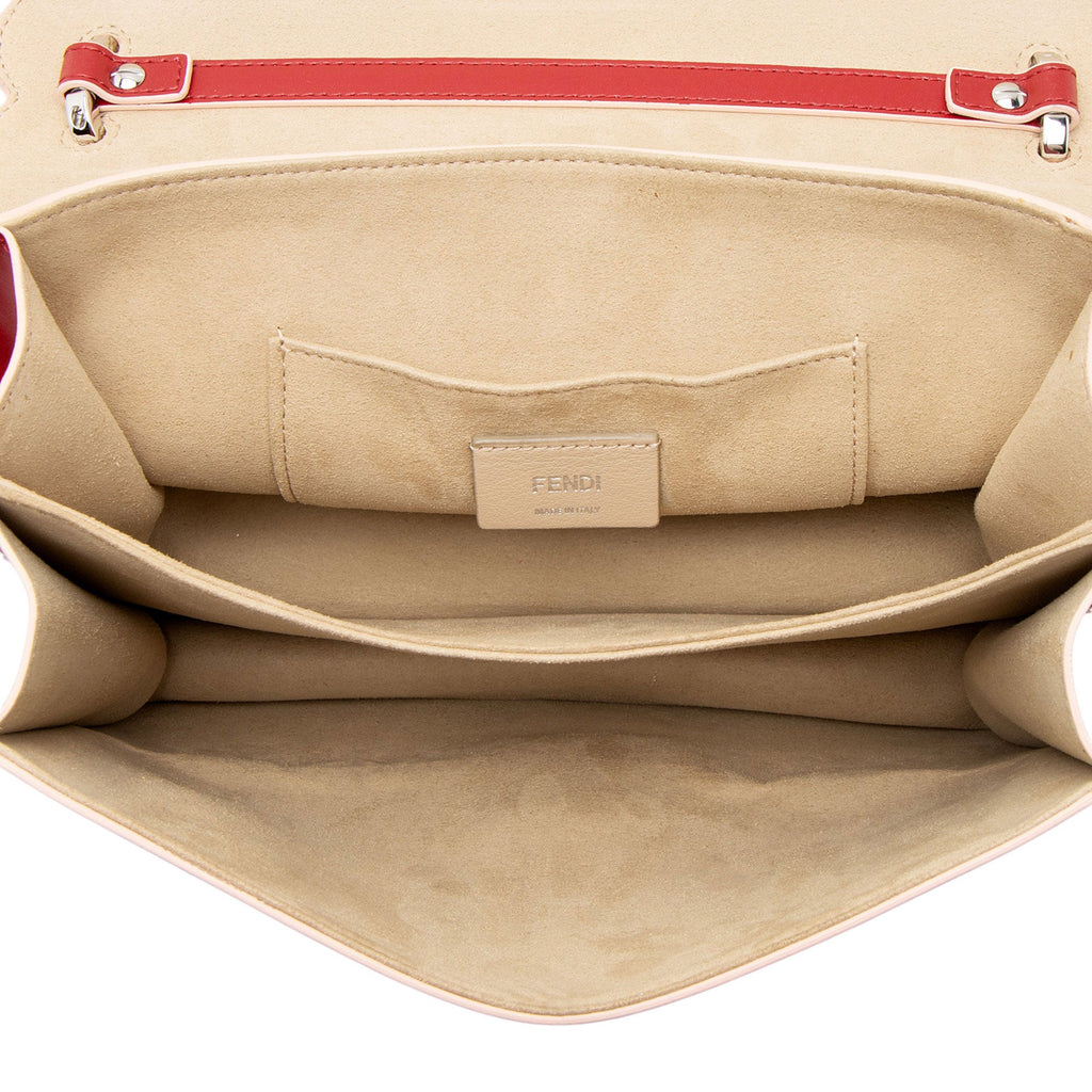 Fendi Calfskin Studded Kan I Medium Shoulder Bag