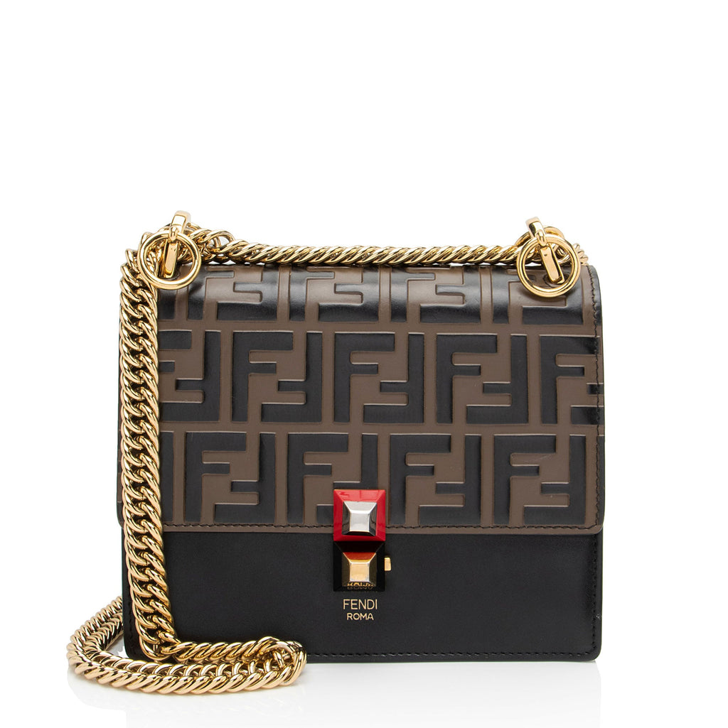 Fendi FF Embossed Calfskin Kan I Small Shoulder Bag - FINAL SALE