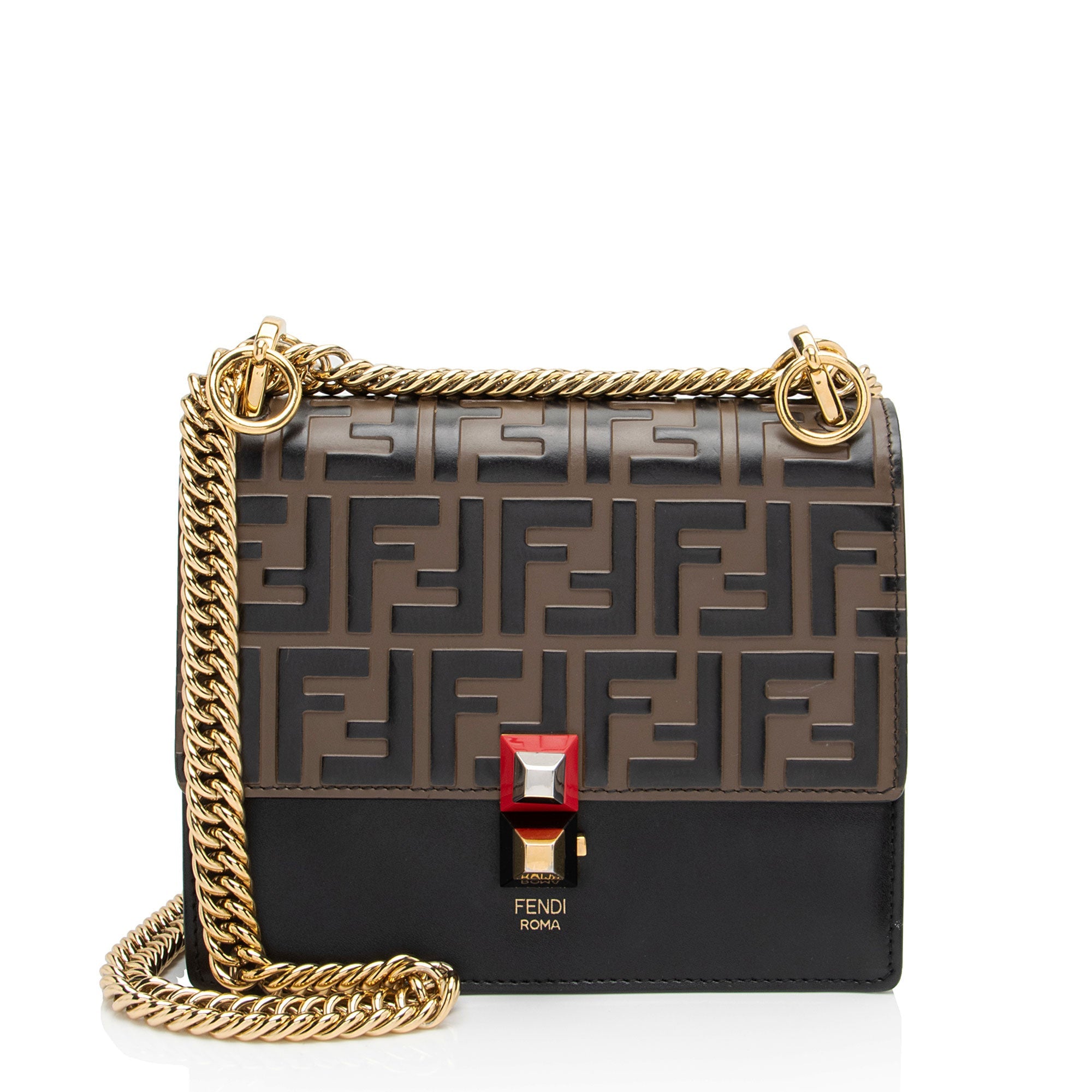 Fendi FF Embossed Calfskin Kan I Small Shoulder Bag - FINAL SALE