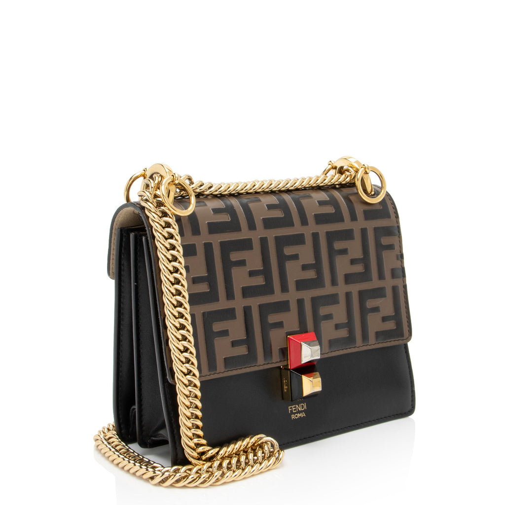 Fendi FF Embossed Calfskin Kan I Small Shoulder Bag - FINAL SALE