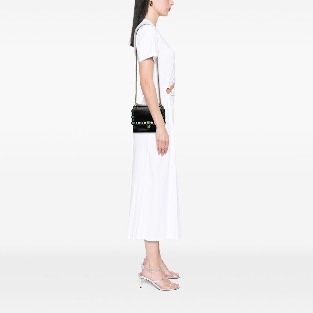 Fendi Mini Scalloped Leather and Acrylic Studs Kan I Crossbody