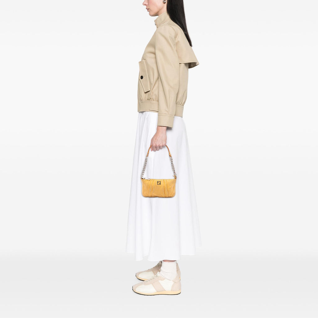 Fendi Pleated Nubuck FF Chain Pochette
