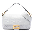 Fendi Zucca Embossed Leather Baguette Satchel