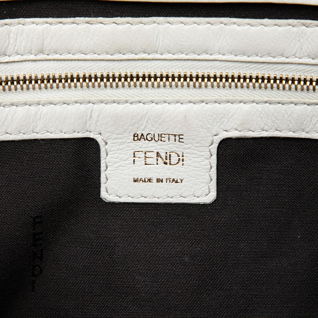 Fendi Zucca Embossed Leather Baguette Satchel