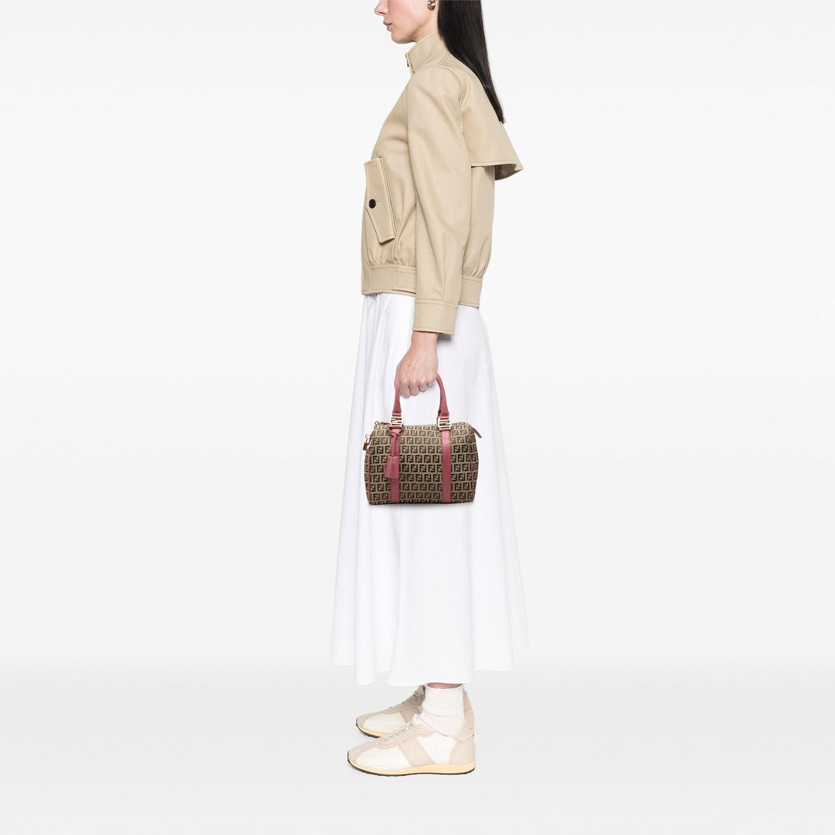 Fendi Zucchino Canvas Boston Bag