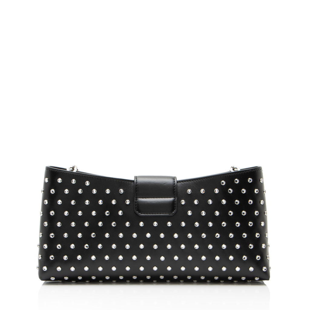 Ferragamo Leather Crystal Trifolio Chain Shoulder Bag