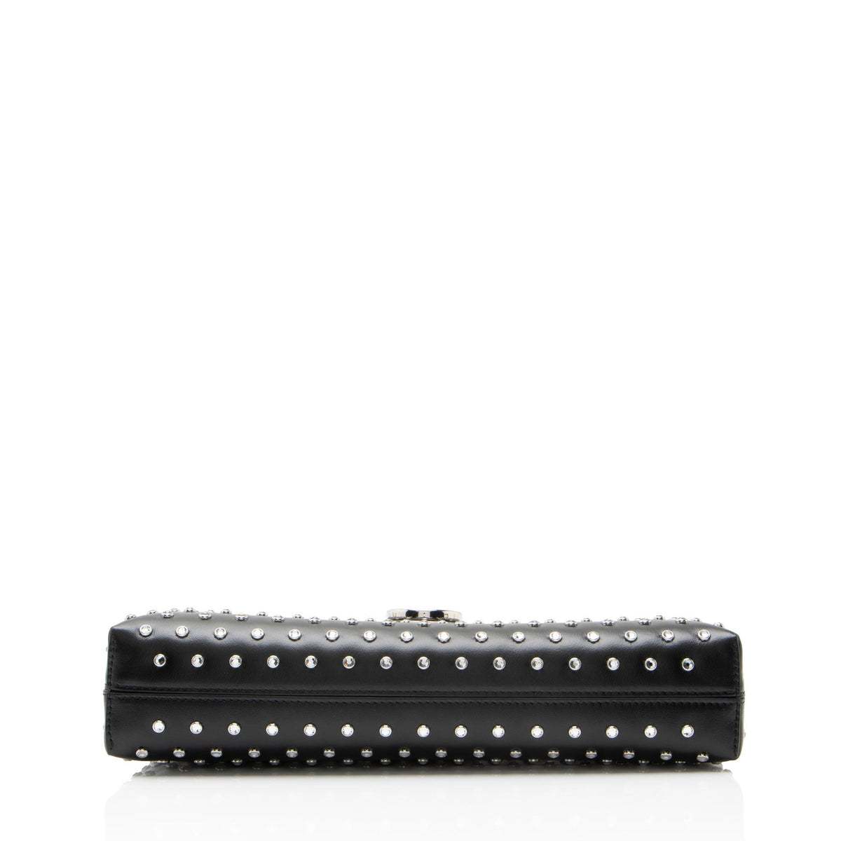 Ferragamo Leather Crystal Trifolio Chain Shoulder Bag