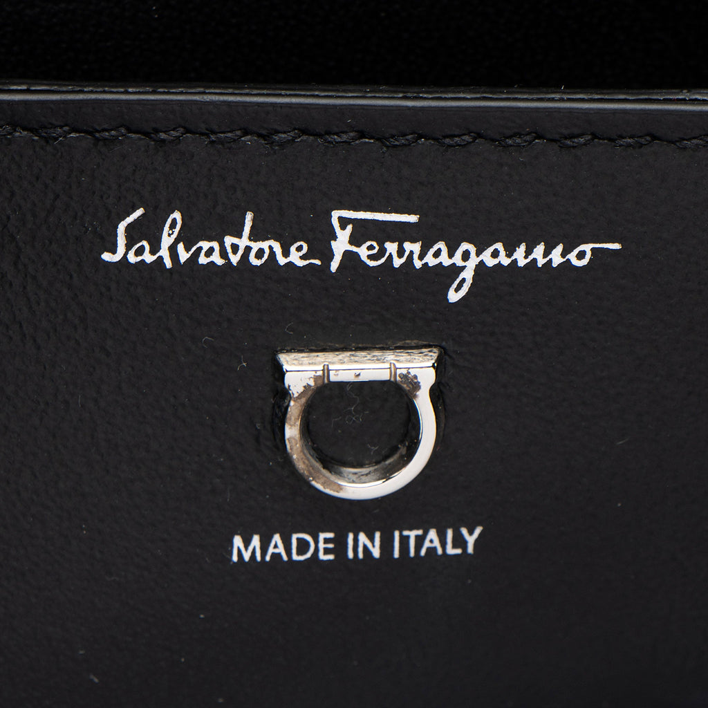 Ferragamo Leather Crystal Trifolio Chain Shoulder Bag