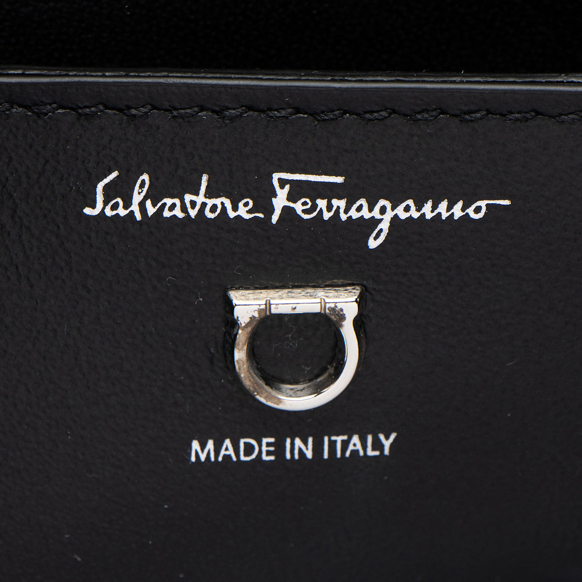 Ferragamo Leather Crystal Trifolio Chain Shoulder Bag